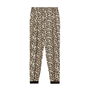 

Leopard women satin harem pants 2020 summer fashion ladies elasticity waist pant vintage female streetwear trousers girls chic
