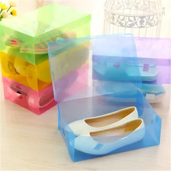 

Shoes Storage Box Creative Clamshell Shoe Box Multi-function Color Plastic Dust Combination Shoe Rack Cute Candy Transparent