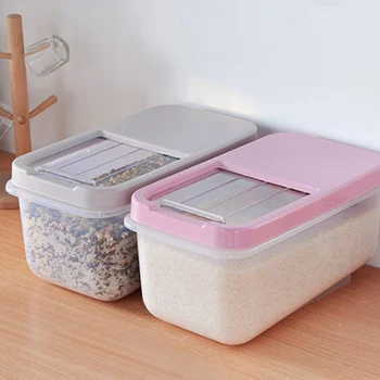 

10Kg Plastic Rice Storage Box Bucket Sealed Moisture-proof Large Capacity Grain Flour Container Kitchen Grain Cereal JS2