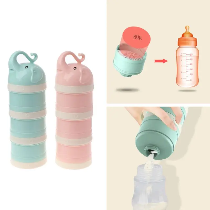 

3 layer Elephant Style Portable Baby Food Storage Box 2019 Essential Cereal Cartoon Baby Milk Powder Boxes
