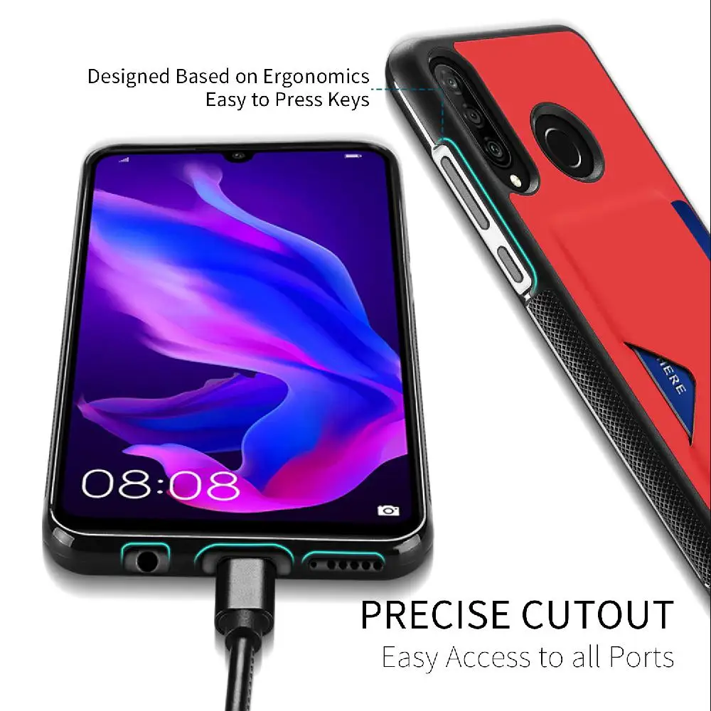 Для HUAWEI P30 lite чехол сплошной цвет полный защитный чехол для телефона с слотом для карт Поддержка беспроводной зарядки пыленепроницаемый