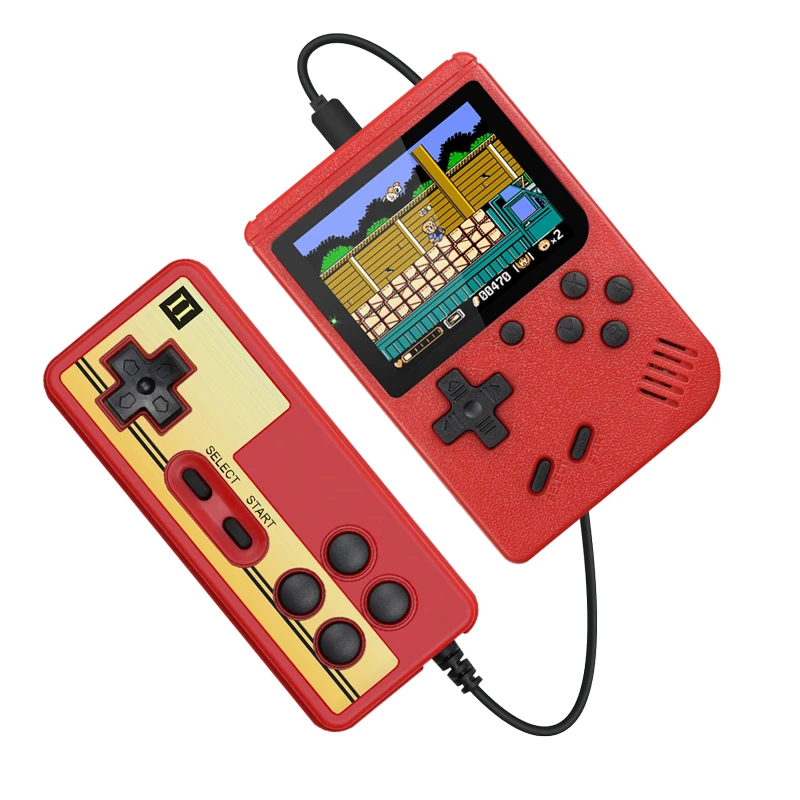 Red with gamepad Ретро портативная мини портативная игровая консоль 1020 мАч батарея 3,0 дюймов цветной ЖК-дисплей Детский Цветной игровой плеер встроенный 400 игр - Цвет: Red with gamepad
