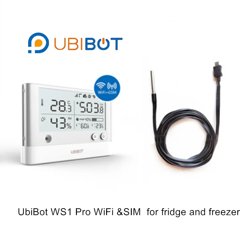 UbiBot WS1 Pro WiFi SIM комплект в холодное хранение холодильник и морозильник монитор температуры регистратор оповещения плоский кабель - Комплект: SIM