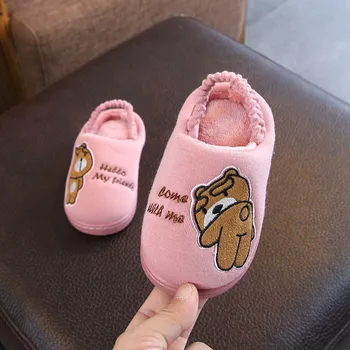 

2020 Children Slippers Toddler Boys Girls Fluffy Little Kids Shoes Warm Cute Animal Home Slipper badslippers room skid for kids