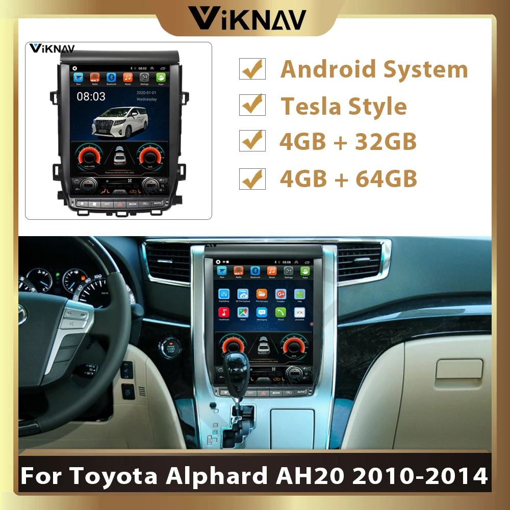 

For-Toyota Alphard AH20 2010-2014 car multimedia radio player auto DVD player vertical screen GPS Navigation 12.1 inch Android
