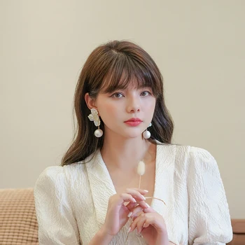 

Xinwei earrings 2020 new simple retro pearl earrings for women long paragraph pearl pendant earrings jewelry gift