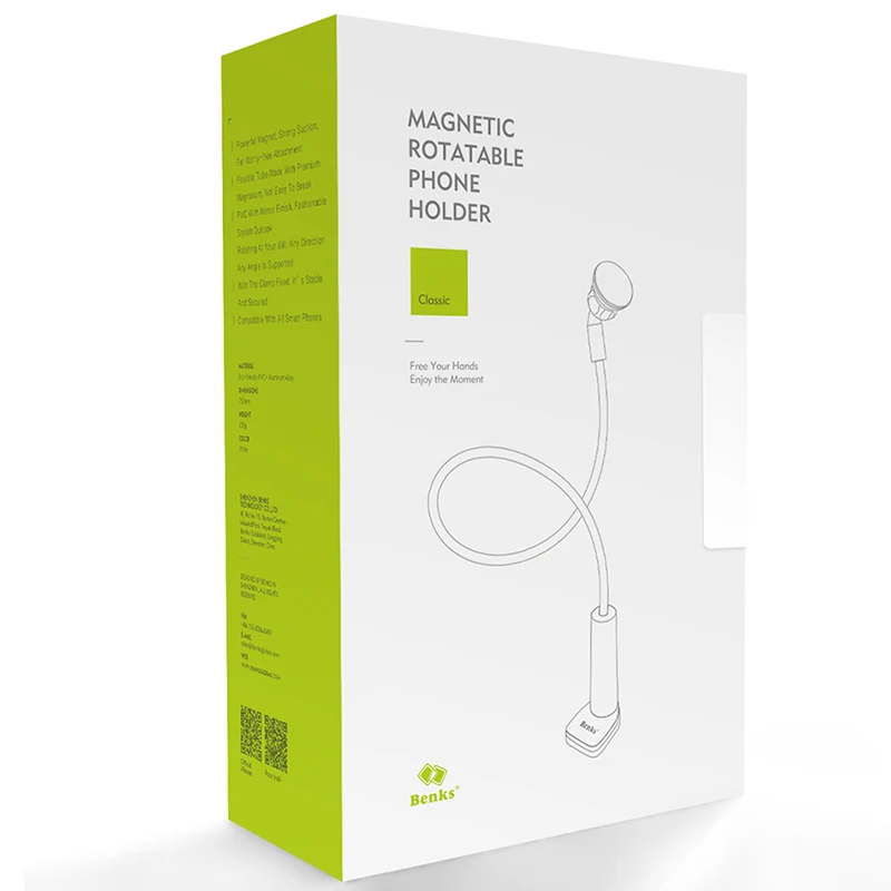 Benks Lazy Bracket Flexible 360 Clip Rotation Magnetic Phone Stand For iPhone Samsung Universal Sma