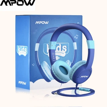 

Mpow Wired Headphones With Microphone For Kids Over Ear Hearing Protection Volume Limited Headset Music Video Study Earphone PC