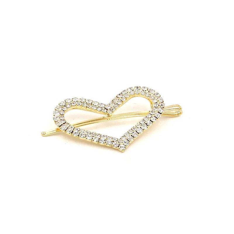Heart White Мода сердце круглой формы стразы заколки для волос для женщин шпильки блестящее хрустальное сердце аксессуары для волос подарки - Окраска металла: Heart White