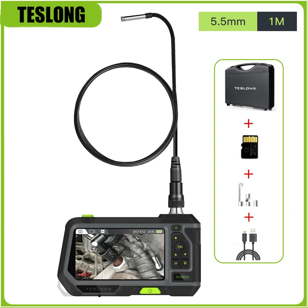 TESLONG NTS500 5 0 дюймов Цвет Экран 1080p мм объектив эндоскопа Камера для автомобилей трубы осмотра на змеевидной