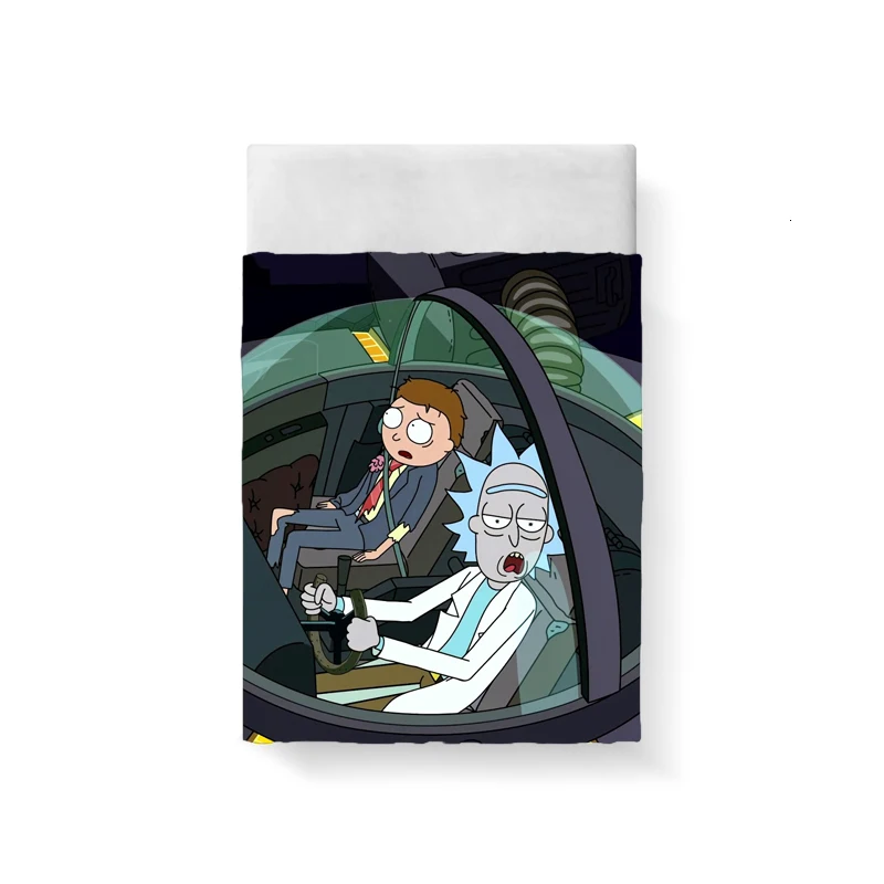 Rick And Morty Bed Sheet Bed Linen Poplin Cotton Posciel Coarse Calico Couple Single Euro Kids Twin Bedding Ropa De Cama Queen