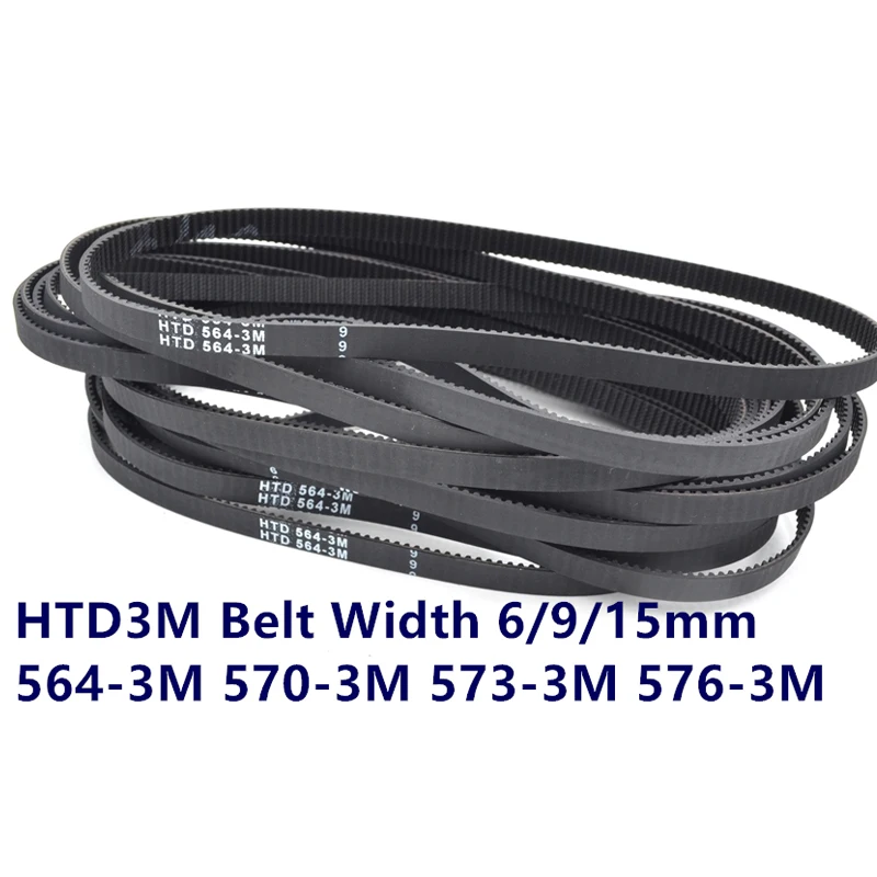 

HTD 3M Timing Belt C= 564 570 573 576 Width 6/9/10/15mm Teeth 188 190 191 192 HTD3M belt synchronous 564-3M 570-3M 573-3M 576-3M