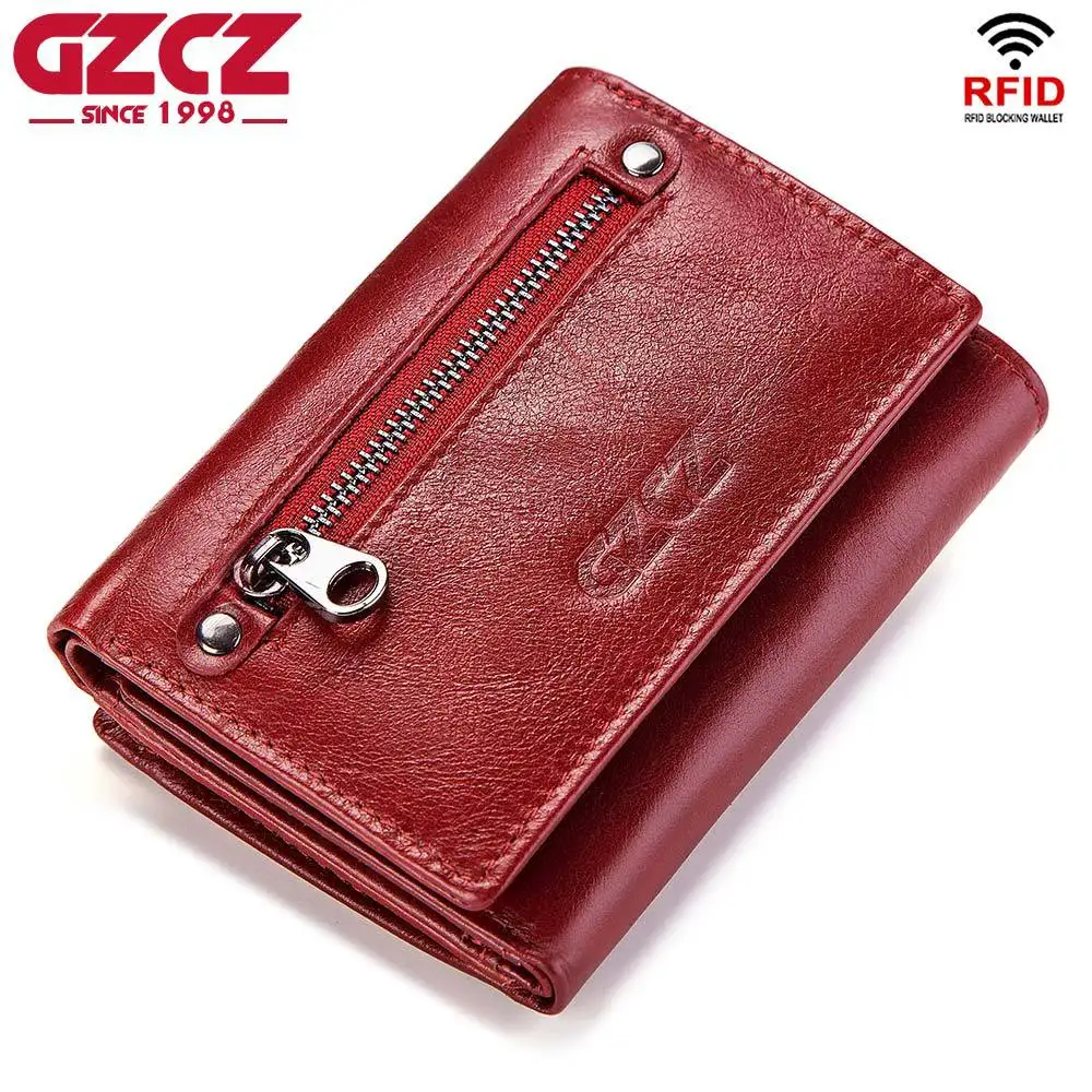 GZCZ рефир женский кошелек из натуральной кожи женский короткий кошелек для моды монета с изображением женщины кошельки из воловьей кожи женские кожаные кошельки