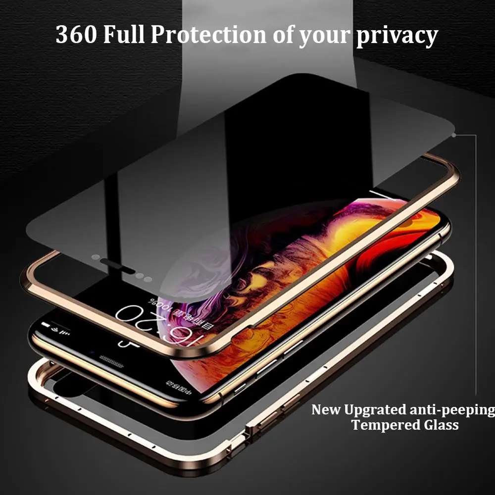 Privacy Tempered Glass Magnetic Case For iPhone 8 7 6 S 6s 6 Plus 11 Pro 5