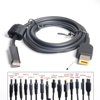 

USB Type C PD Charging Cable Cord Dc Power Adapter Jack Converter to 14 Plugs Male for Lenovo Asus Dell Hp Laptop Charger