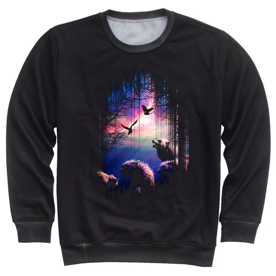 Children 3D Sweatshirts Animal Cat Rose Skull Paint Galaxy Moon Shark Owl Printed Boys Girls Black Hoodies Kids Pullovers 4T-13T