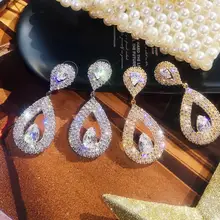 ЦИРКОНИЕВЫЕ Классические в форме капли в форме кубического циркония хрустальные свадебные серьги Свадебные украшения для невесты