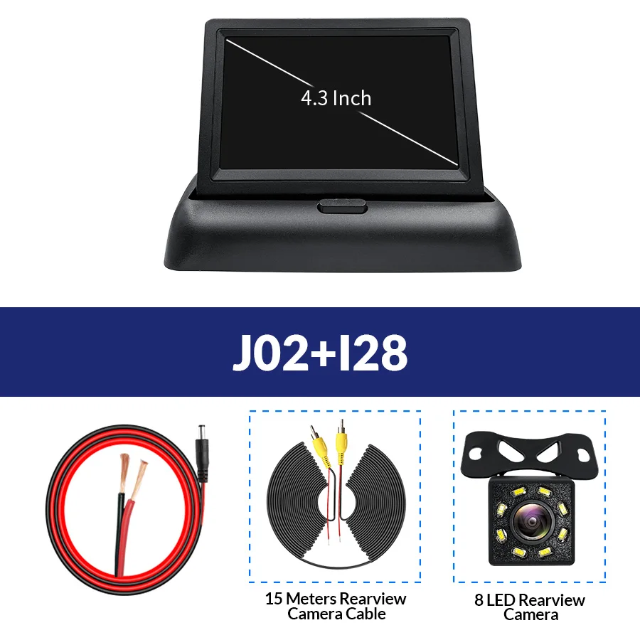 E-ACE, автомобильный монитор, складной, 4,3 дюймов, TFT, ЖК-дисплей, камера s NTSC PAL, камера заднего вида, парковочная система для автомобильных мониторов заднего вида - Цвет: J02-I28