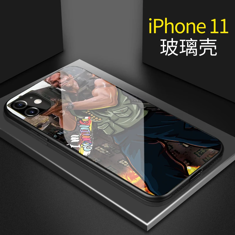 Creative Design Case for Iphone 11 11Pro 11 Pro Max Tempered Glass Back Cover +TPU Soft Silicone Rubber Bumper