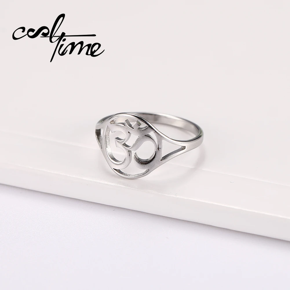 Cootime серебряный цвет йога нержавеющая сталь OM обручальное кольцо ювелирные