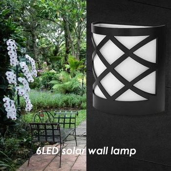 

6 LED Solar Porch Light LED Waterproof IP55 Waterproof Security Solar Power Easy Installation Wall Lamp for Outdoor Fence