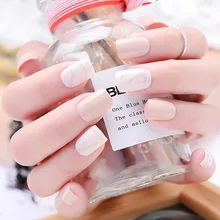 Мелкий Каки Smudge был белый ногти на руках советы простые поддельные ногти наклейки готового продукта маникюр патч носить a