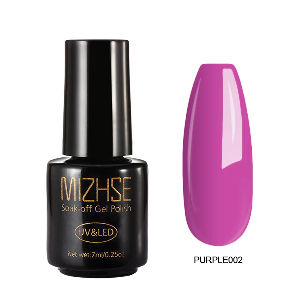 Purple002 MIZHSE 7 мл Лак для ногтей великолепный Гель-лак для ногтей Vernis покрытие гель-лаки для ногтей Гель-лак Полупостоянный УФ-основа - Цвет: Purple002