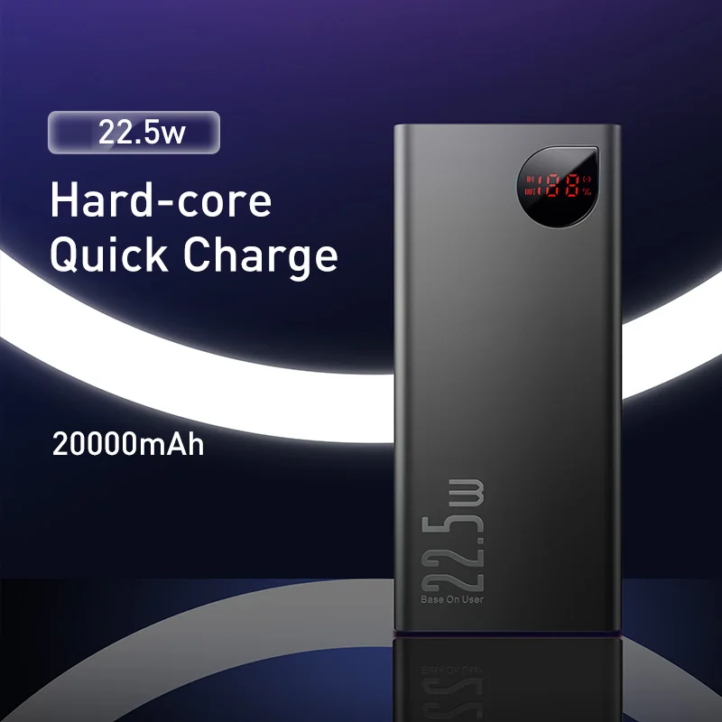 Baseus Power Bank 20000 мАч портативное зарядное устройство 22 5 Вт портов Type C USB быстрое для