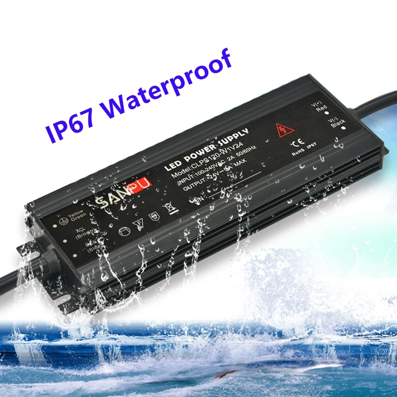 Тонкий алюминиевый водонепроницаемый светодиодный трансформатор 12/24 В