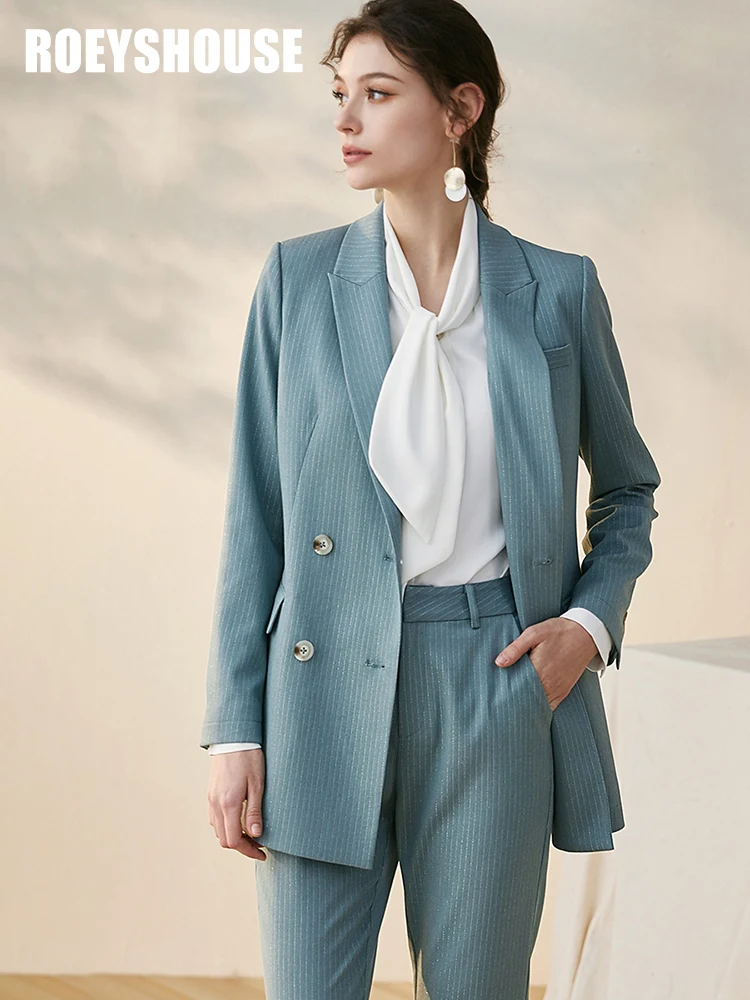 

Ly Professional Ol Suit, Female 2020 New Style Commuter Suit Coat & Trousers Slim Striped Two-Piece Set