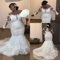 В африканском стиле юбка Русалка больших размеров дешевые свадебные платья с открытыми плечами отделка настоящим кружевом вышитые
