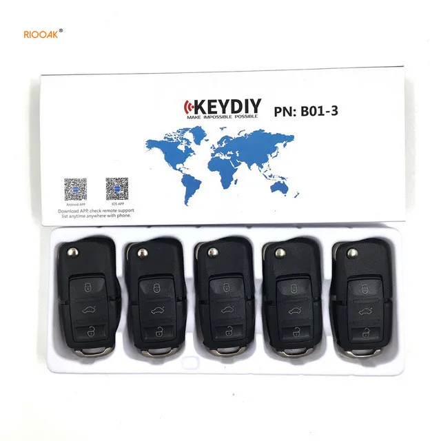 5PCS KD B01-3 Remote Control Key 3 Button VW Style B Series For KD900/KD200/URG200 Keydiy Key Programmer Machine  peugeot 207