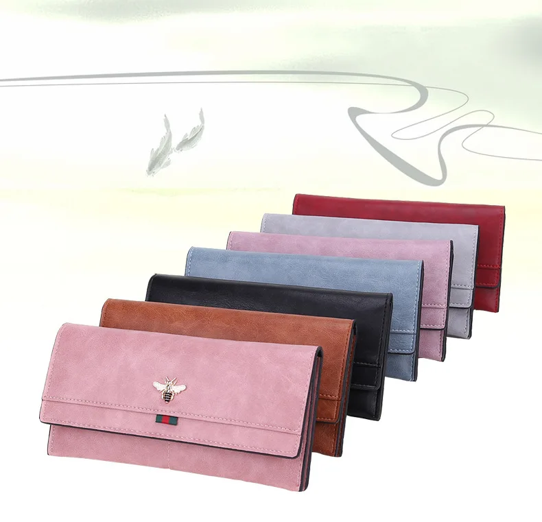 

Purse Women's 2019 New Style Autumn And Winter Long Wallet Simple Zipper Handbag Retro Fashion Double Color Handbag