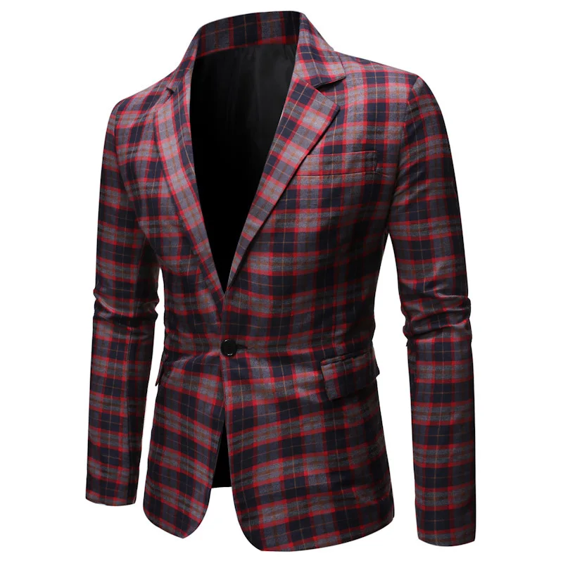 

2020 Autumn And Winter New Style Casual Suit Men Casual Plaid One-Button MEN'S Suit