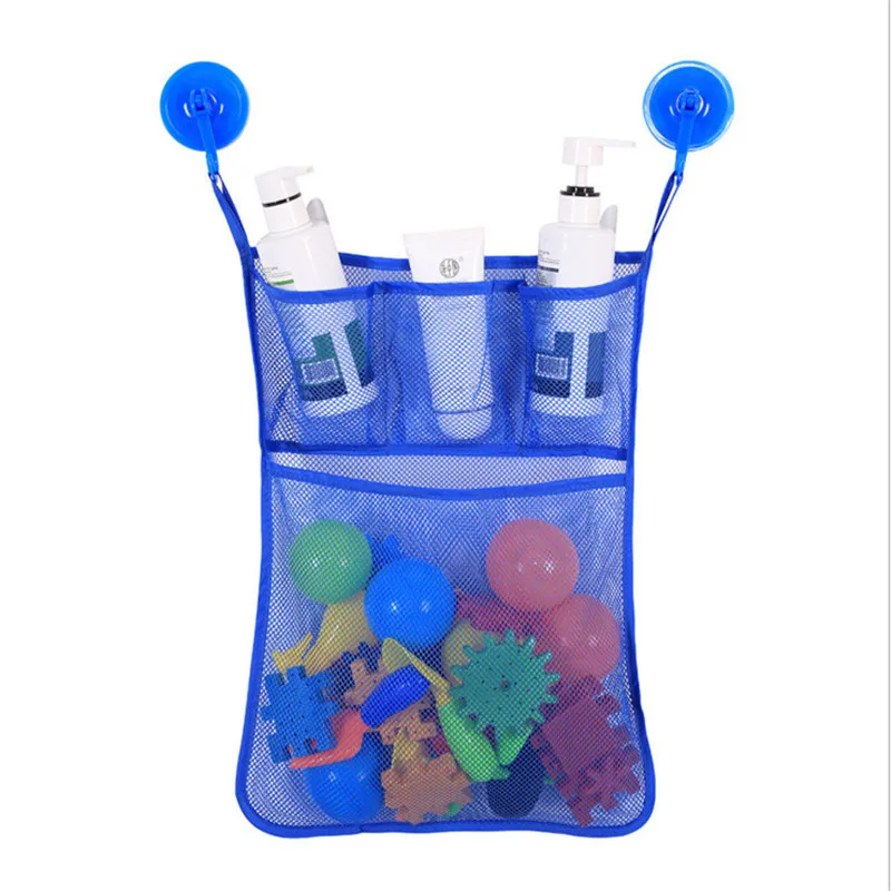 Детские игрушки для душа, хранение детских игрушек, сетка с Крепкие присоски, сумка для игрушек, сетчатый органайзер для ванной комнаты - Цвет: Royal blue