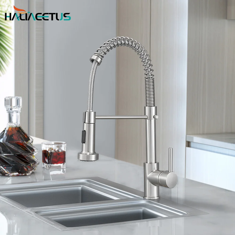 

Kitchen Faucets Pull Down Sink Tap 2 Function Water Outlet Method High Cleaning Spring Sprayer 360 Degree Rotating Faucet