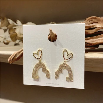

New Earings Fashion Jewelry Rhinestones Twin Love Earrings Oorbellen Earrings For Women Pendientes Statement Earrings Brincos