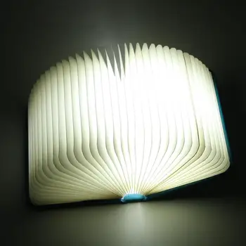 

Bofunny USB Rechargeable Led Book Lamp Warm White LED Wooden/Leather Foldable Book Shape Light Desk Book Lamp for Living Room