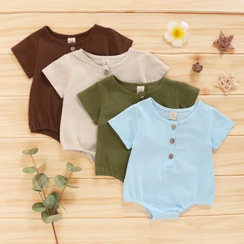 

0-12M Newborn Kids Baby Boy Girls Clothes Summer Short Sleeve Plain Romper Elegant Casual Cute lovely Outfits new born Sunsuit