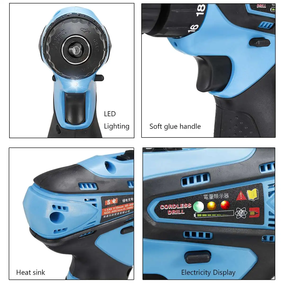 12V 18V Cordless Drill Electric Drill Drilling Machine Bolt Driver Battery Screwdriver Power Electric Tool Impact Electrician