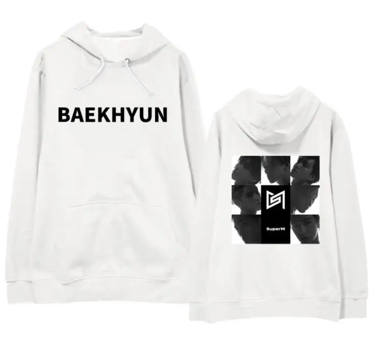 fleece Kpop superM с именами членов группы/фото пуловер с рисунком толстовки унисекс осень зима флис/Тонкий Свободный свитшот - Цвет: fleece