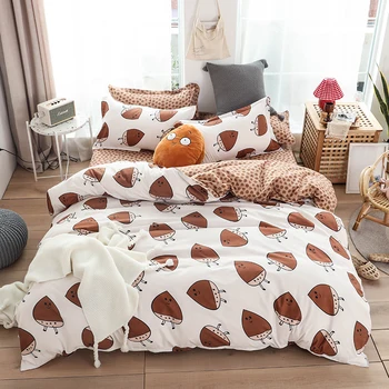 

Nut pattern printing duvet cover set bed cover home flat sheet pillowcase 3/4pcs/set bed linen set No quilt