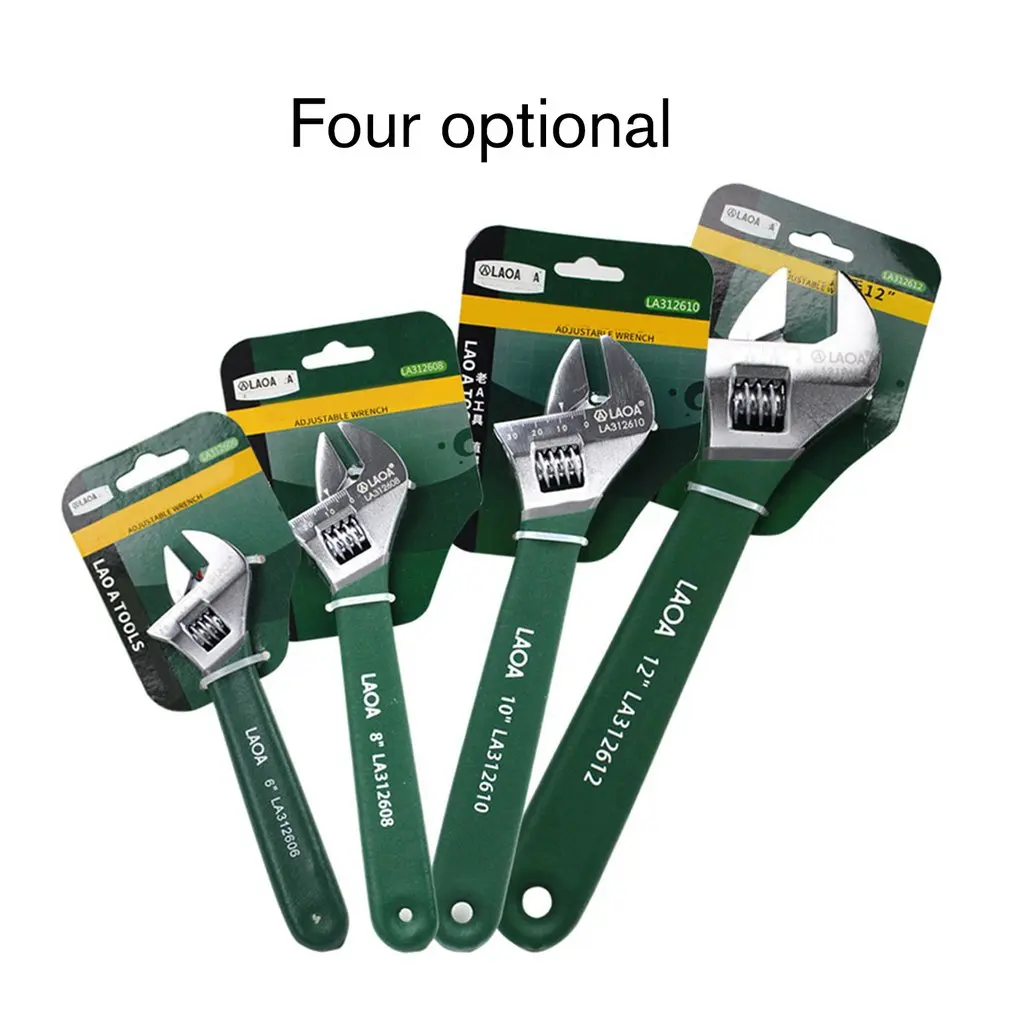 LAOA 6"/8"/10"/12" Anti-slide Universal Monkey Wrench Adjustable Spanner Adjust Wrenches With Scale Stainless steel Key |