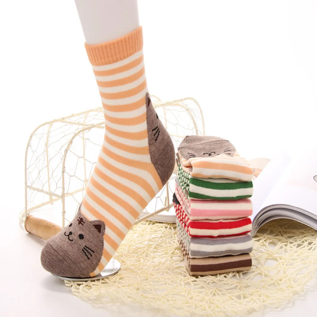 1 пара, милые женские носки, хлопковые удобные женские зимние носки с принтом животных, skarpetki damskie, забавные носки