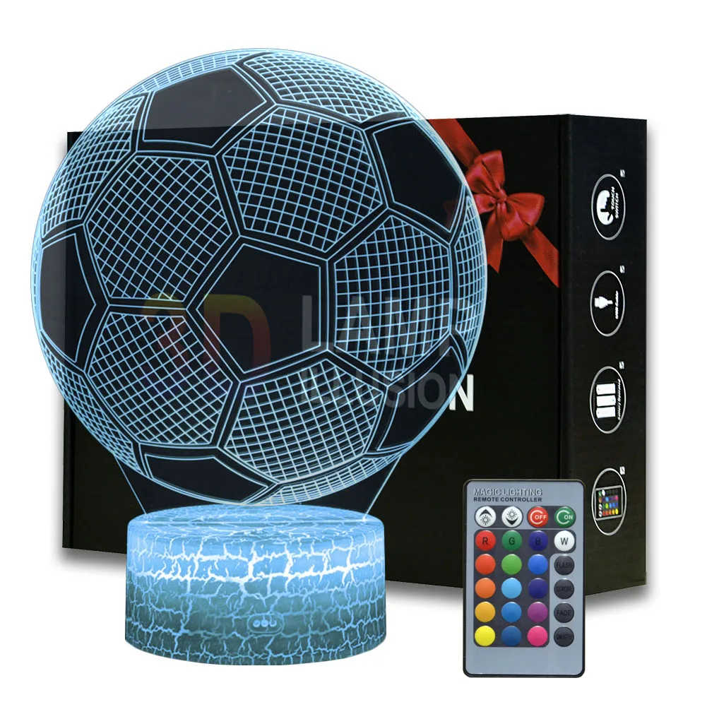 

3D Illusion Football Night Light Soccer Desk Lamp Kids Bedroom Decoration Lamp Creative Gifts For Birthday Christmas