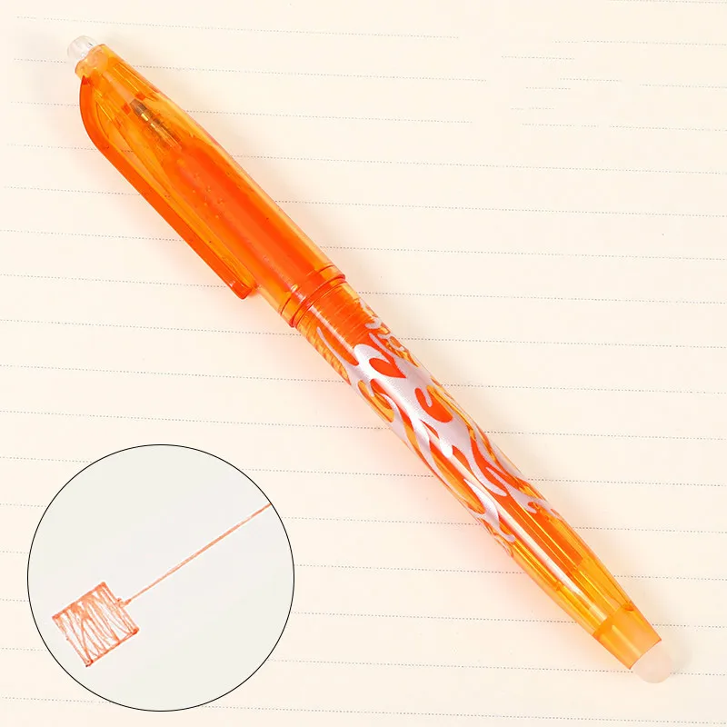 1pcs Orange Erasable Ballpoint Pen Refill Rod Washable Handle Ballpen Blue Black Ink School Office Writing Stationery