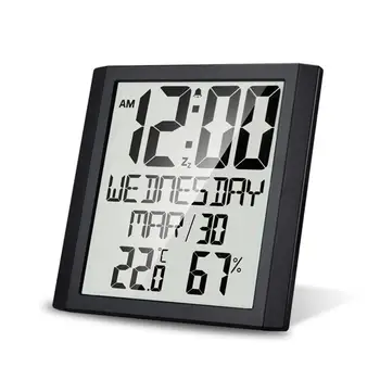 

LED Digital Temperature Humidity Meter Indoor Hygrometer Thermometer Weather Station Alarm Clock Wall Desktop LED Display Clock