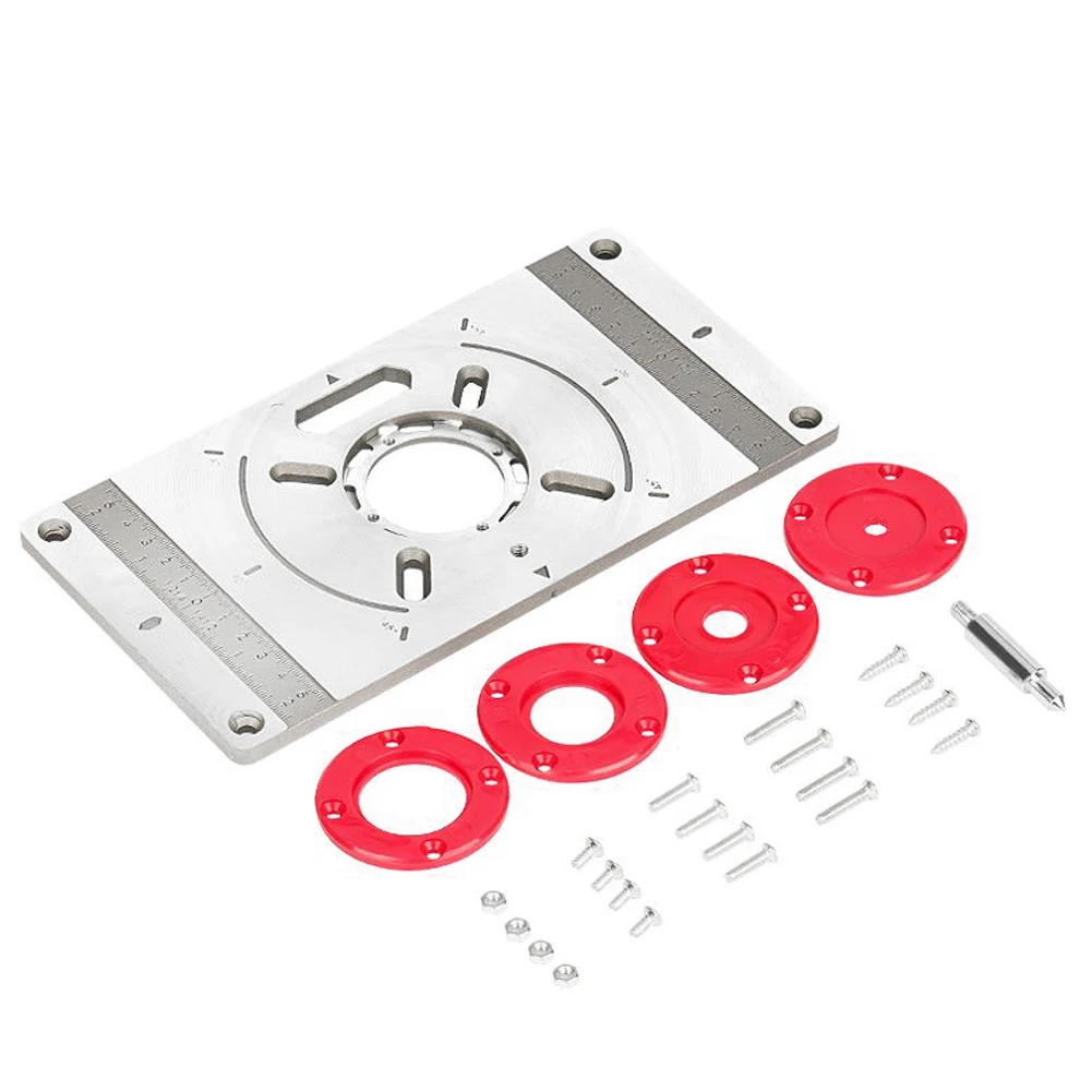 Aluminum Alloy Router Table Insert Plate Trimming Machine Engraving Tool Flip Board with 4 Rings for Woodworking pellet mill for sale