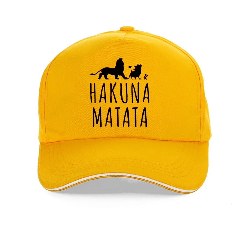 Цвет: желтый Модные бейсболки Hakuna Matata с буквенным принтом, хлопок, шапки Pumba для мужчин и женщин, летняя солнцезащитная Кепка для улицы, унисекс, бейсболка - Цвет: Цвет: желтый