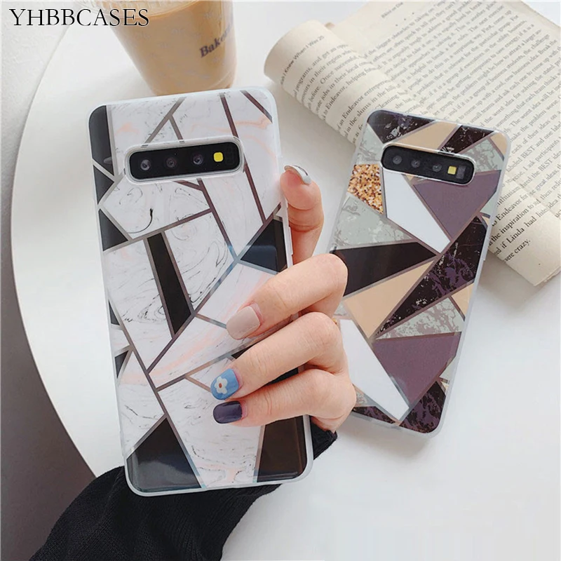 YHBBCASES Ретро неравномерное Сращивание мраморные Чехлы для Samsung Galaxy S10 Plus S8 S9 Couples